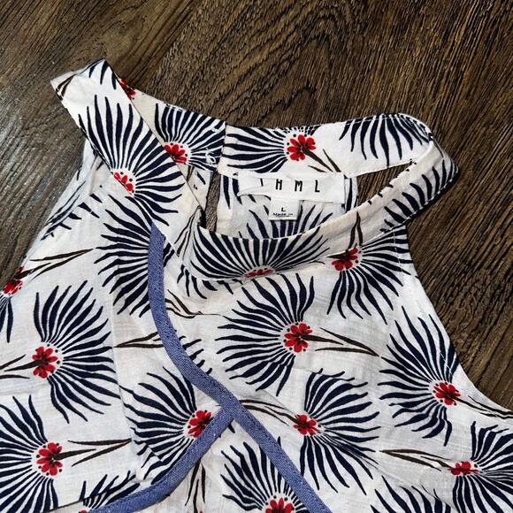 THML Anthropologie Slvlss Top Shirt Blouse L Floral Cold Shoulder Ruffle - Picture 2 of 9